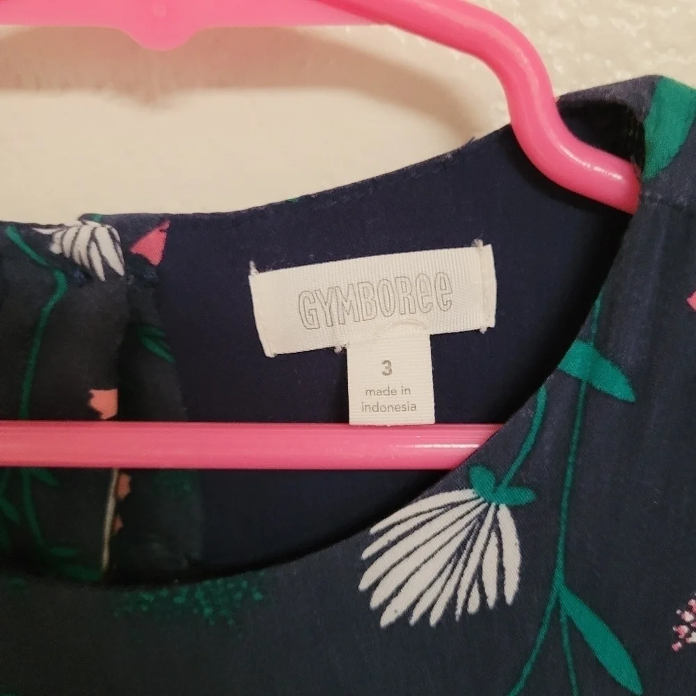 Gymboree Navy Blue Floral Dress with Bell Sleeves